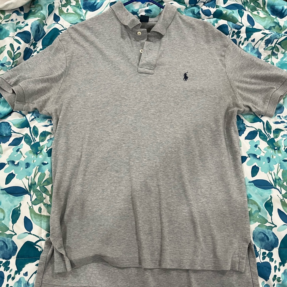 Gray Polo Shirt with Logo